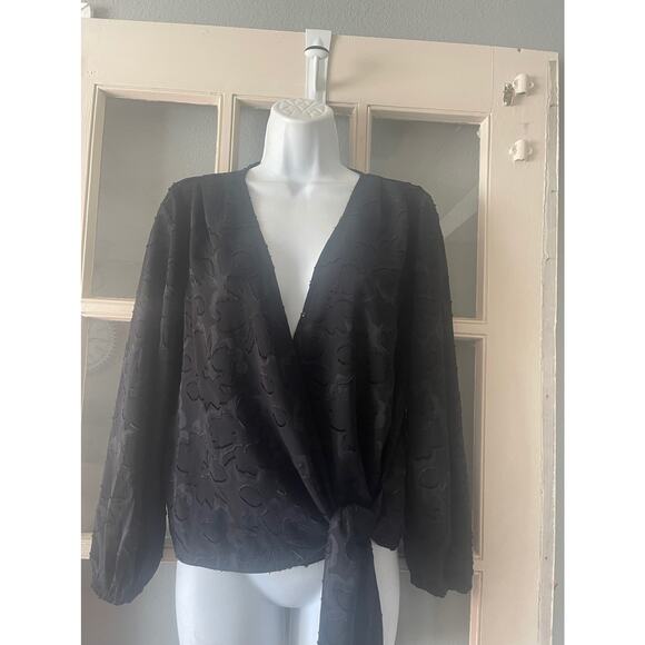 Madewell Floral Jacquard‎ Side-Tie Wrap Top - Picture 3 of 9